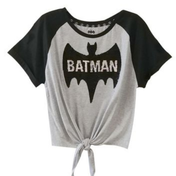 DC Comics Tops - NWT Batman Two-way Sequined Front Tie Tee
